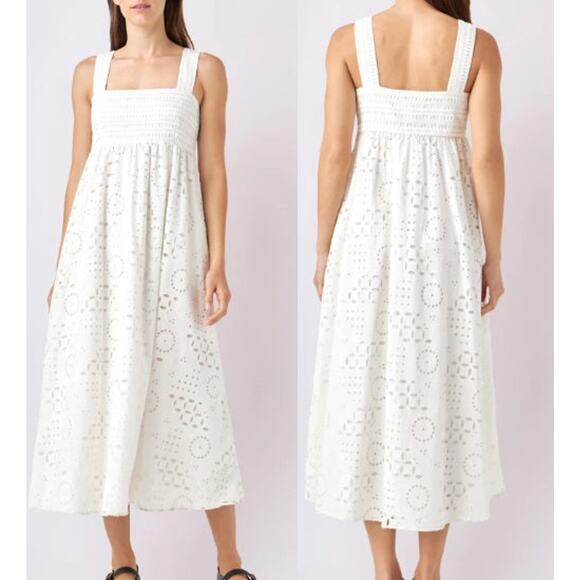 English Factory Broderie Anglaise Square Neck Maxi Dress White Womens Size Small - Picture 1 of 7